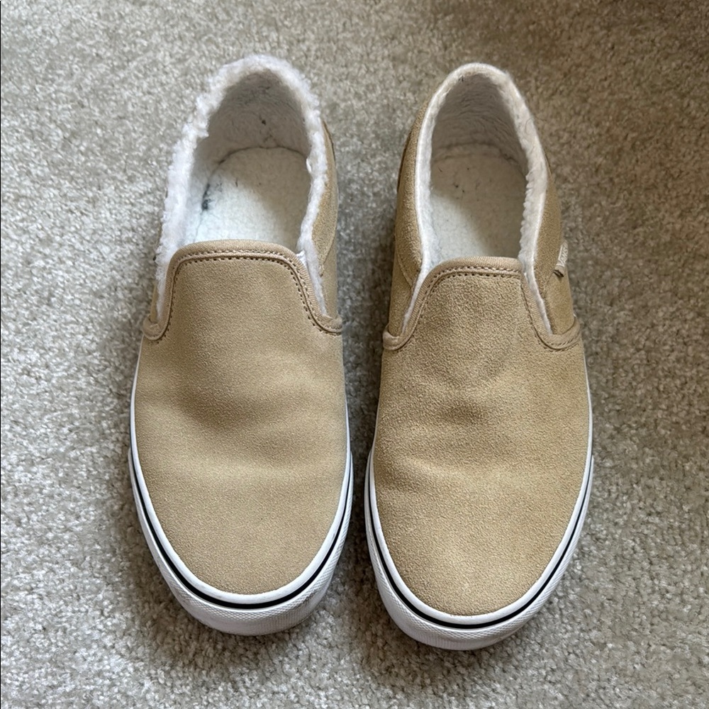 Vans tan suede slip on sneakers 8
